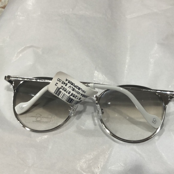 Jessica Simpson j5564 white silver wire frame brow bar smoke lens sunglasses new main image 12